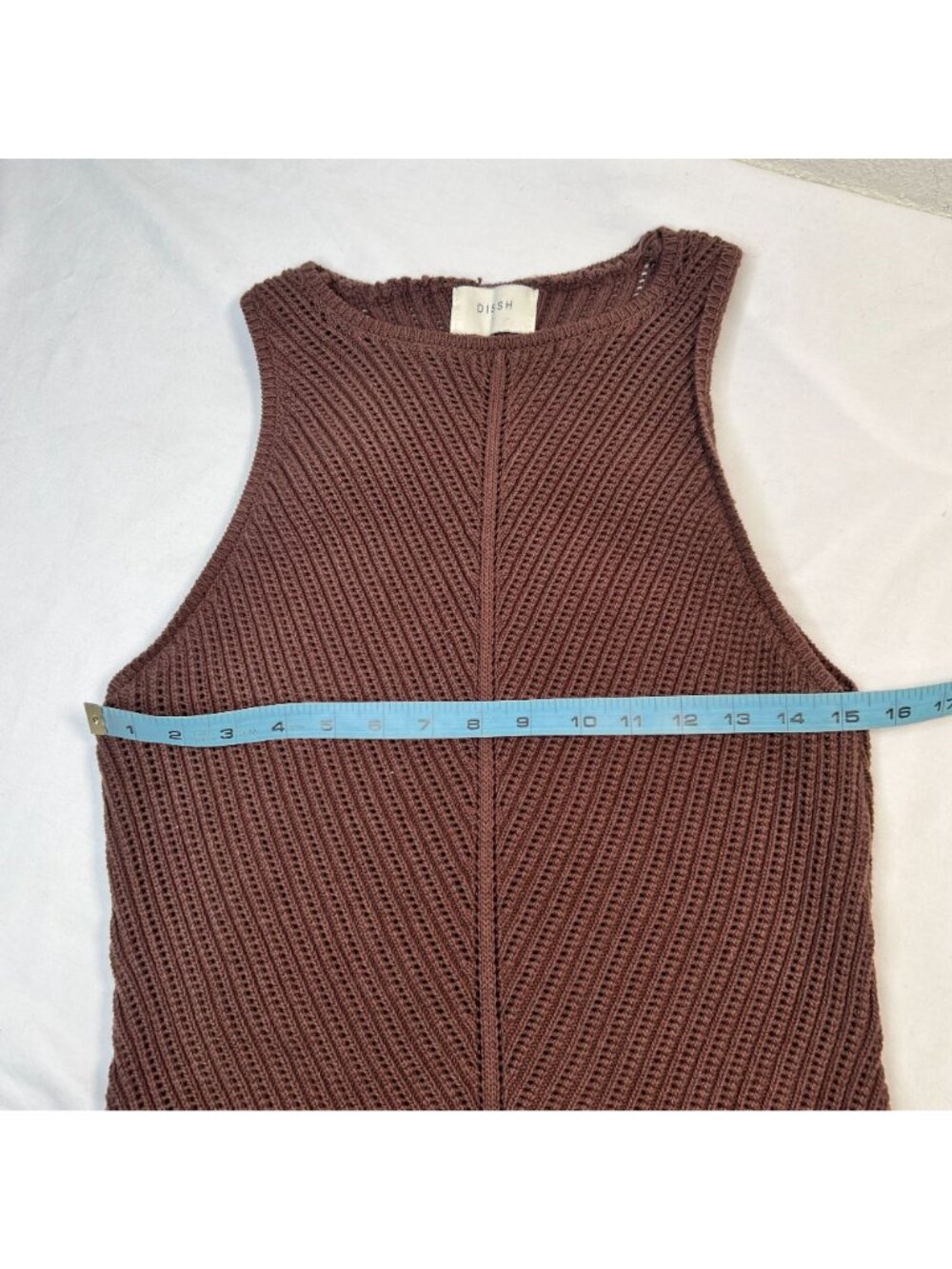 DISSH Bloom Chocolate Crochet Maxi Dress Knit Fitted Sleeveless Brown Large - Picture 5 of 14